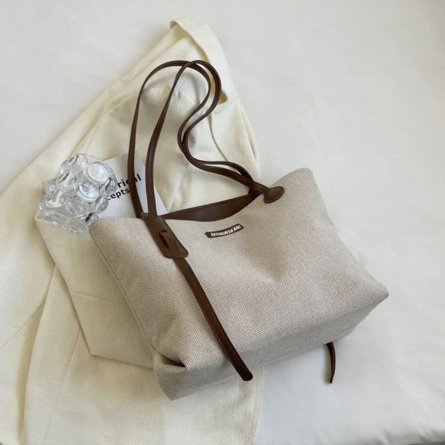 Leather Trim Canvas Shoulder Bag Apparel and Accessories