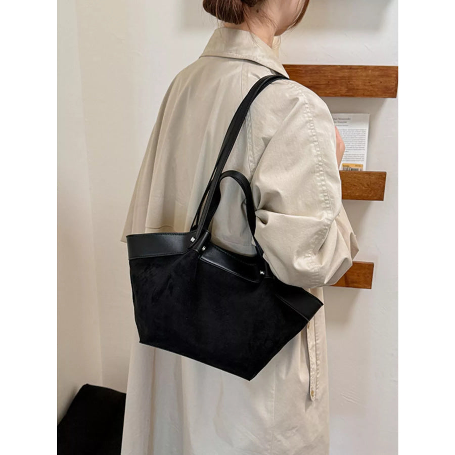 Leather Trim Tote Bag Black / onesize Apparel and Accessories