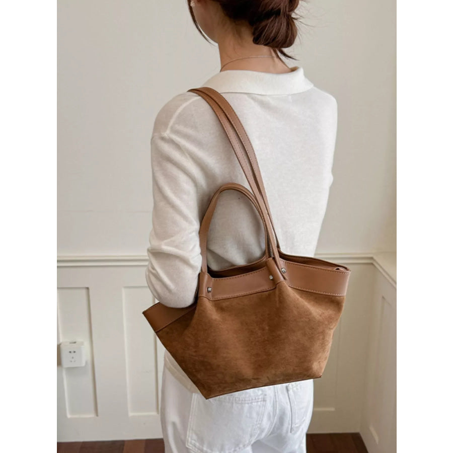 Leather Trim Tote Bag Brown / onesize Apparel and Accessories