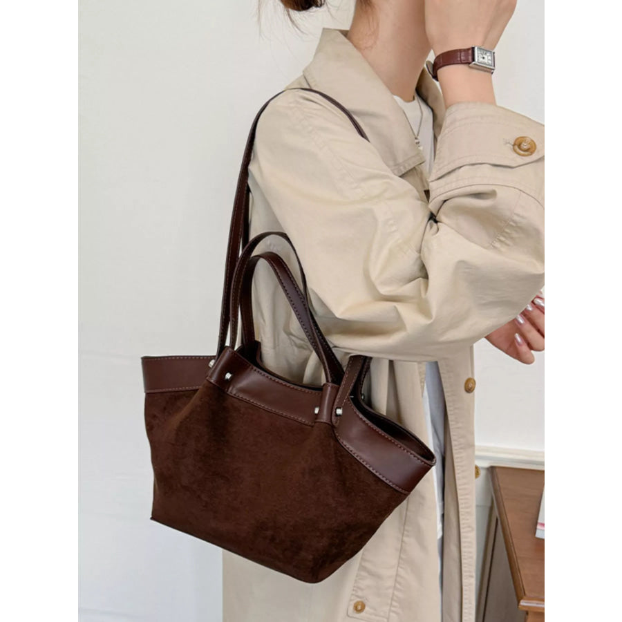 Leather Trim Tote Bag Coffee Brown / onesize Apparel and Accessories