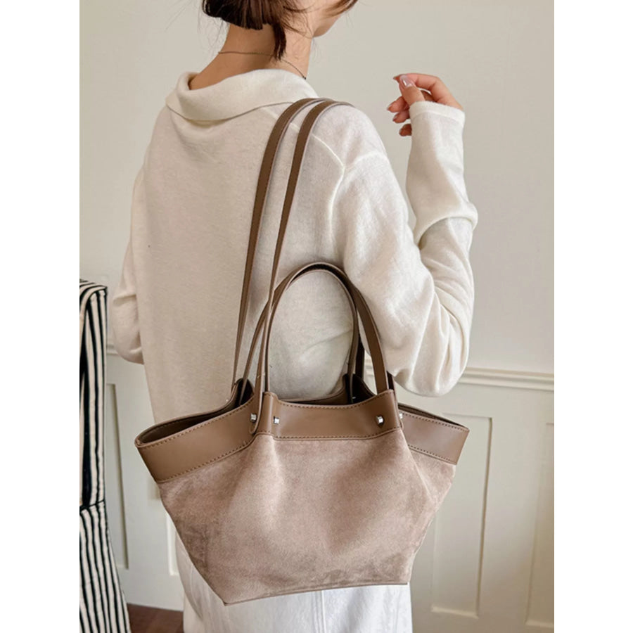 Leather Trim Tote Bag Khaki / onesize Apparel and Accessories