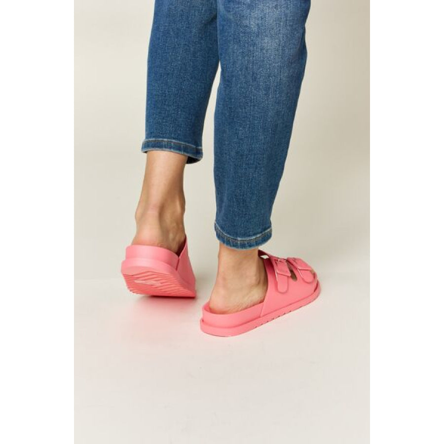 Legend Double Buckle Open Toe Sandals PINK / 6 Apparel and Accessories