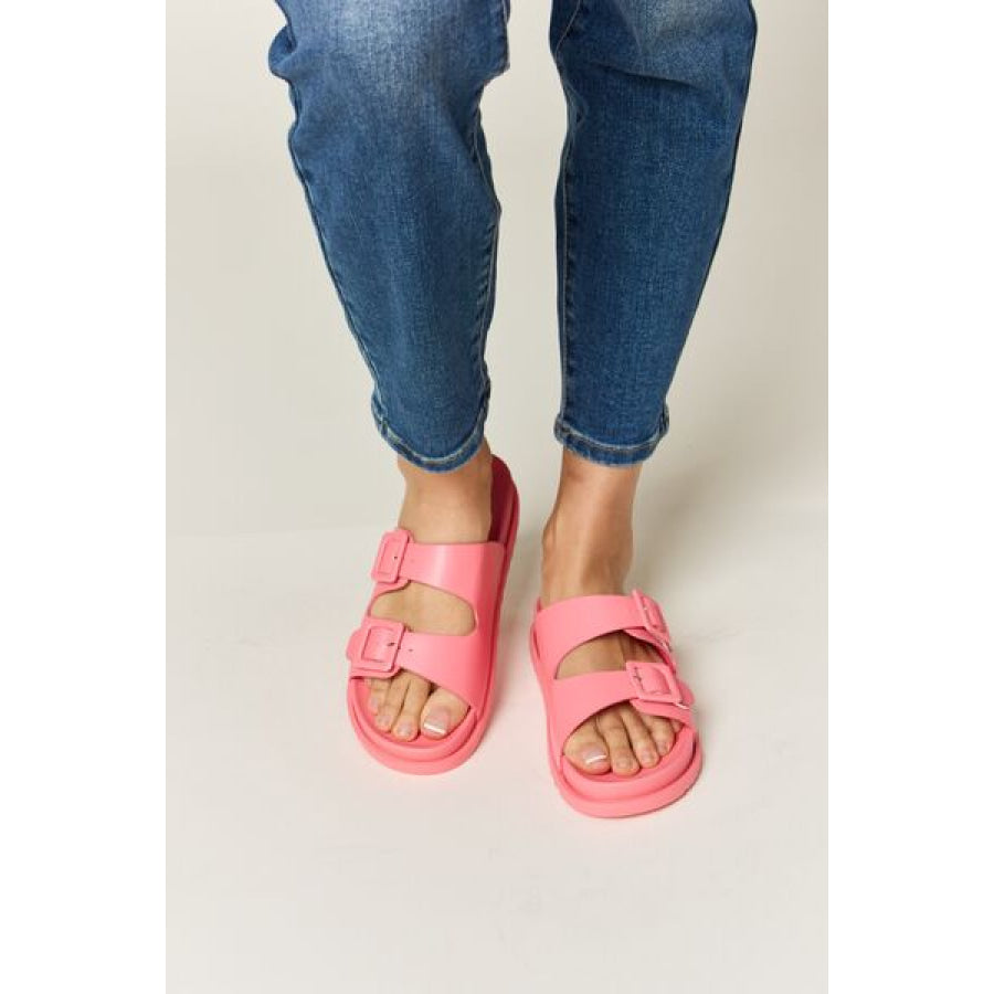 Legend Double Buckle Open Toe Sandals PINK / 6 Apparel and Accessories