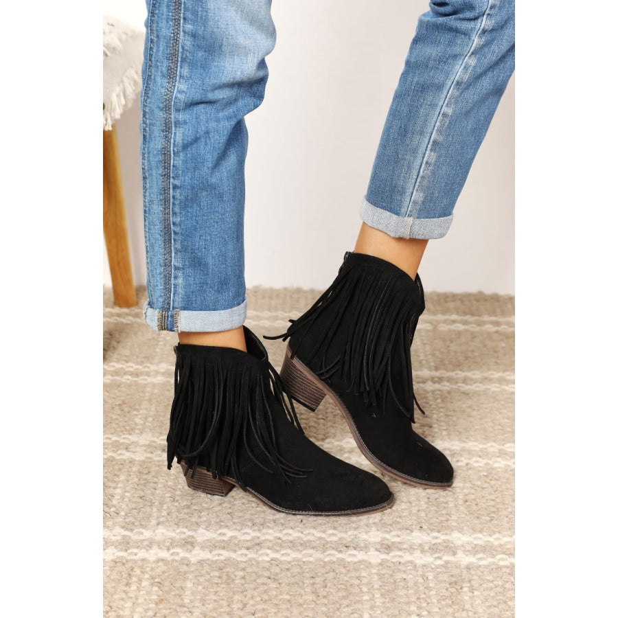 Legend Women’s Fringe Cowboy Western Ankle Boots Black / 6