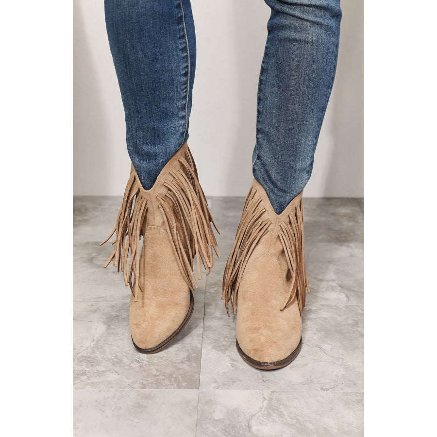 Legend Women’s Fringe Cowboy Western Ankle Boots Tan / 6