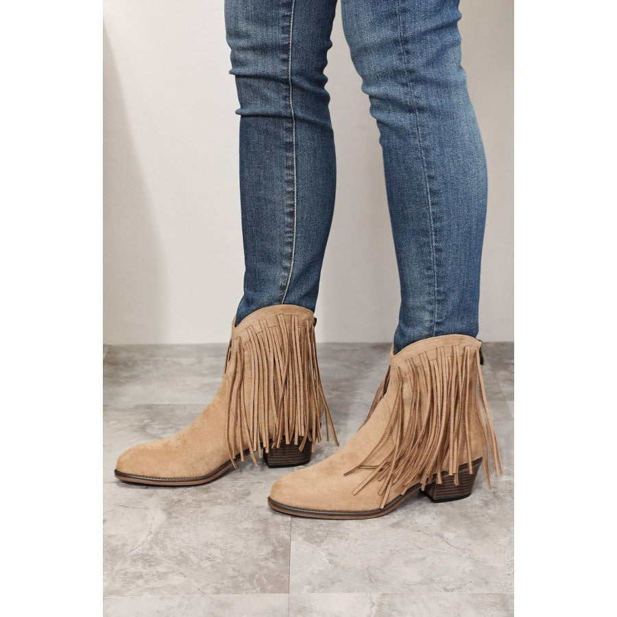 Legend Women’s Fringe Cowboy Western Ankle Boots Tan / 6