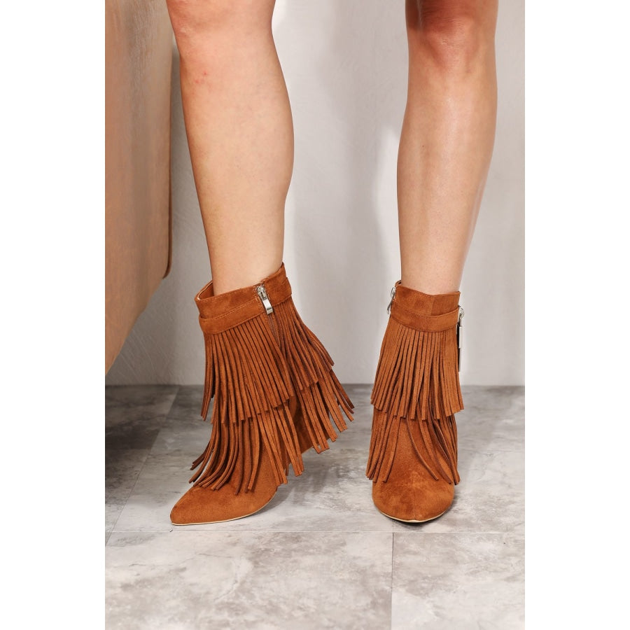 Legend Women’s Tassel Wedge Heel Ankle Booties Ochre / 6