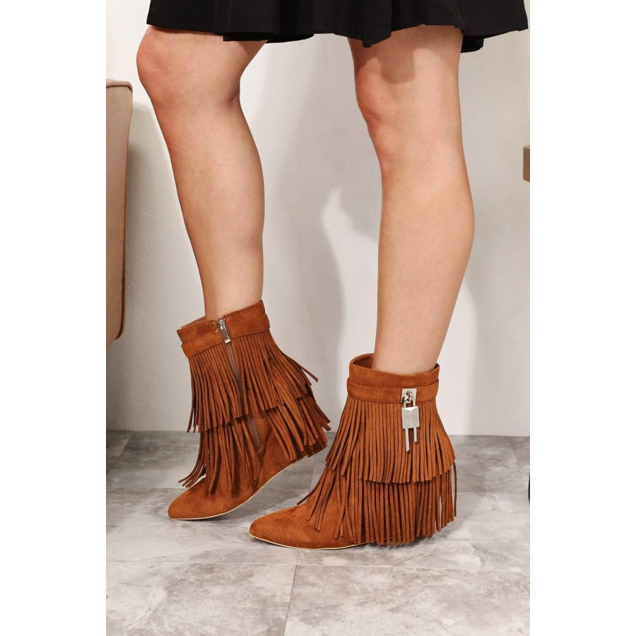 Legend Women’s Tassel Wedge Heel Ankle Booties