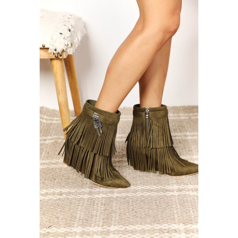 Legend Women’s Tassel Wedge Heel Ankle Booties