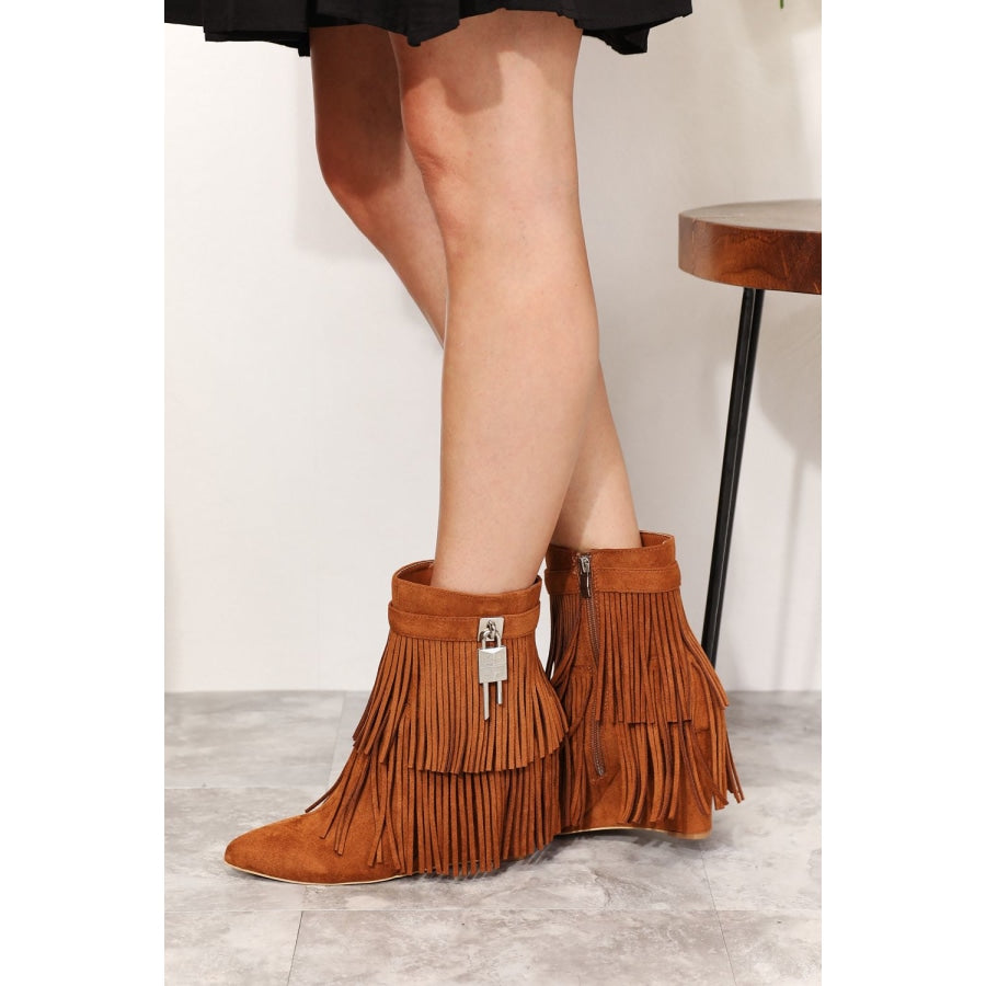 Legend Women’s Tassel Wedge Heel Ankle Booties