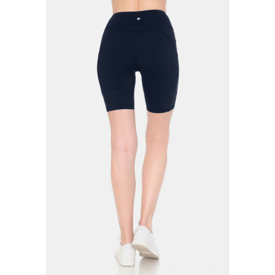 Leggings Depot Full Size High Waist Active Shorts Navy / S Apparel and Accessories