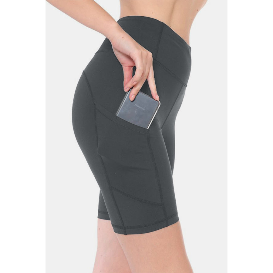 Leggings Depot Full Size High Waist Active Shorts charcoal / S Apparel and Accessories