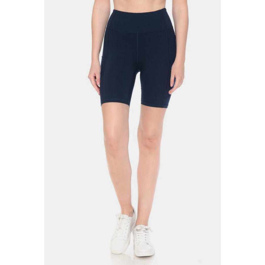 Leggings Depot Full Size High Waist Active Shorts Navy / S Apparel and Accessories