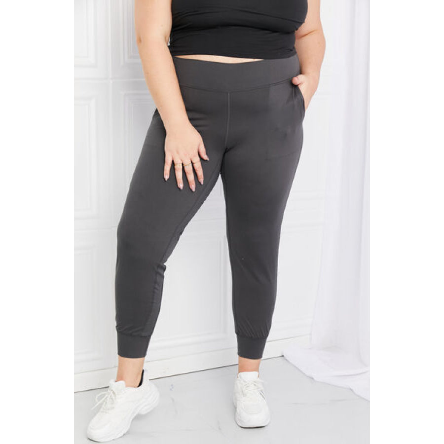 Leggings Depot Full Size Pocketed High Waist Pants CHARCOAL / S Apparel and Accessories