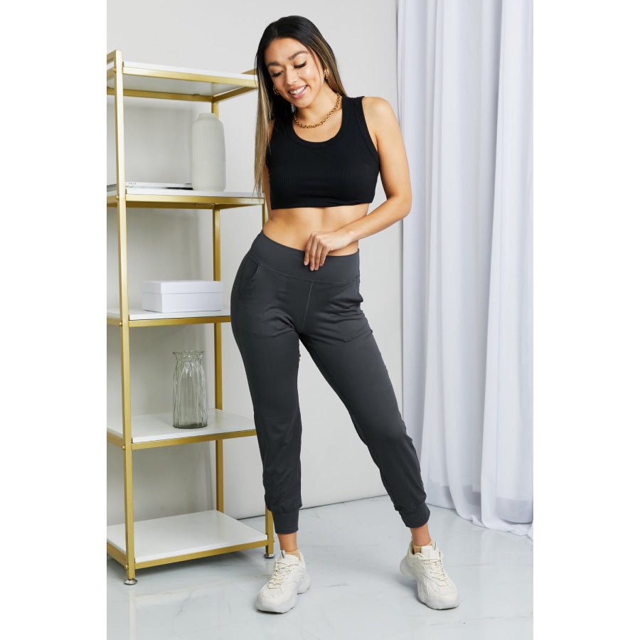 Leggings Depot Full Size Wide Waistband Cropped Joggers Apparel and Accessories