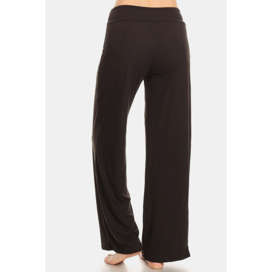 Leggings Depot High Waist Drawstring Wide Leg Pants BLACK / S Apparel and Accessories