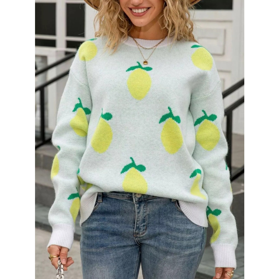 Lemon Crew Neck Round Neck Sweater Apparel and Accessories
