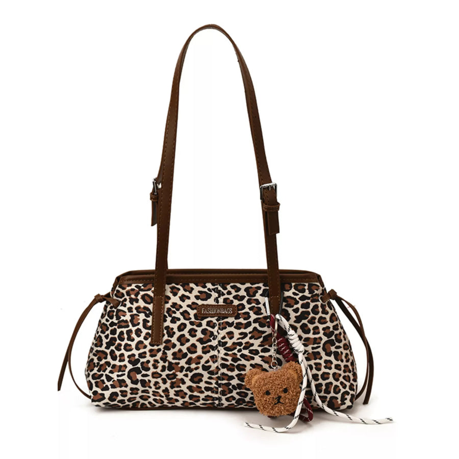 Leopard Adjustable Strap Shoulder Bag Ivory / One Size Apparel and Accessories