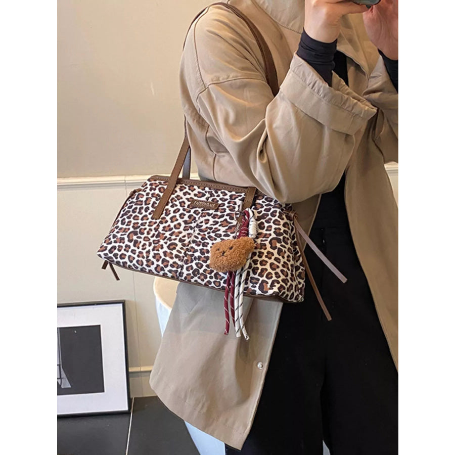 Leopard Adjustable Strap Shoulder Bag Ivory / One Size Apparel and Accessories