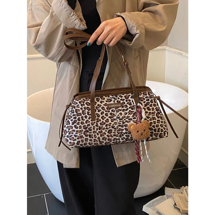 Leopard Adjustable Strap Shoulder Bag Ivory / One Size Apparel and Accessories