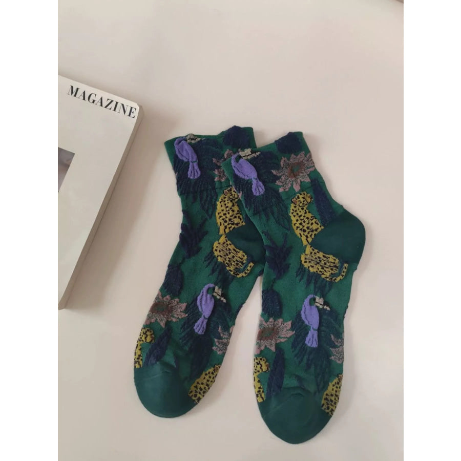 Leopard and Toucan Pattern Cotton Knit Socks Apparel and Accessories