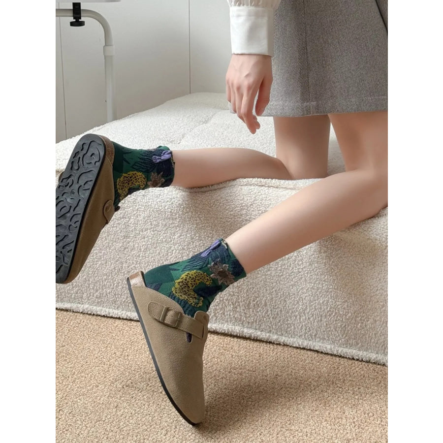 Leopard and Toucan Pattern Cotton Knit Socks Apparel and Accessories