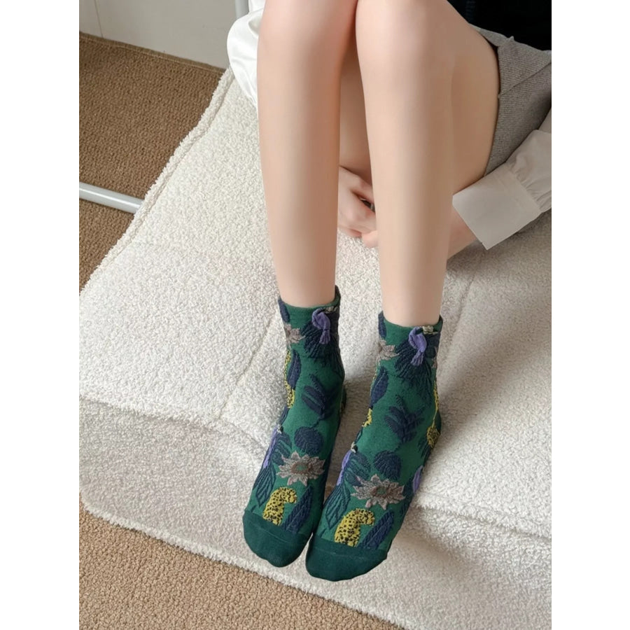 Leopard and Toucan Pattern Cotton Knit Socks Apparel and Accessories
