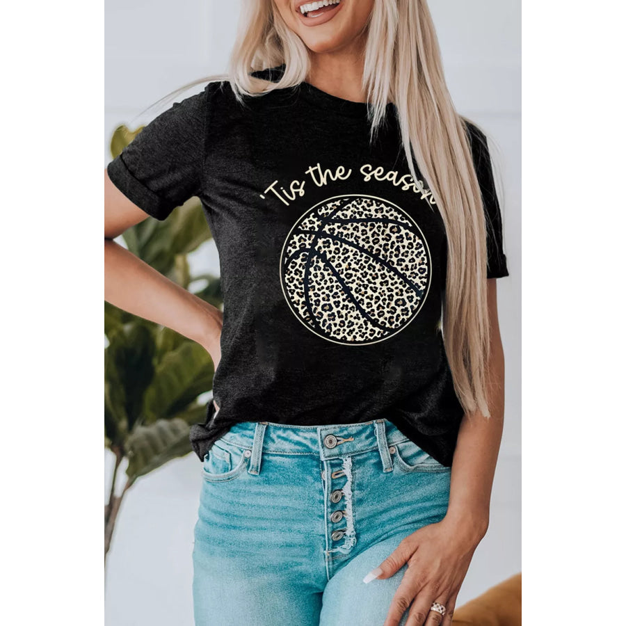 Leopard Basketball Graphic Crew Neck Tee Apparel and Accessories
