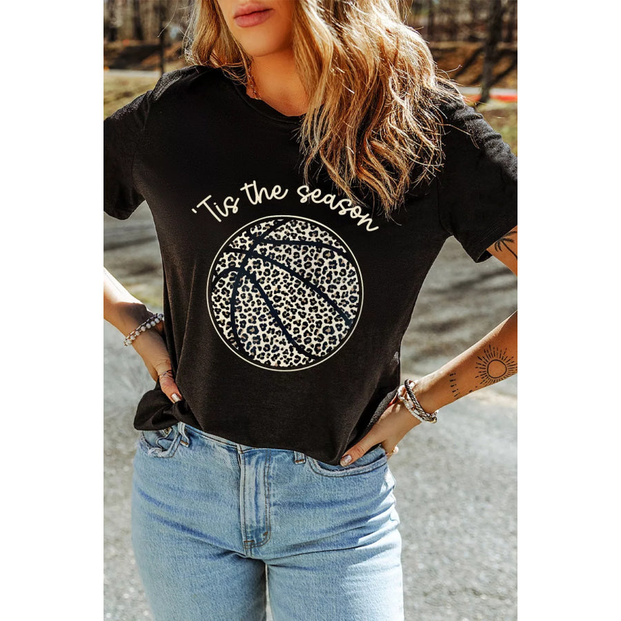 Leopard Basketball Graphic Crew Neck Tee Apparel and Accessories