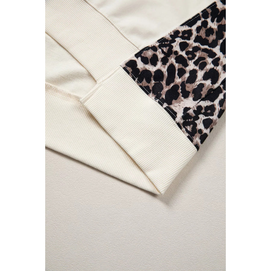Leopard Block Patchwork Uneven Hem Short Sleeve Top Apparel and Accessories