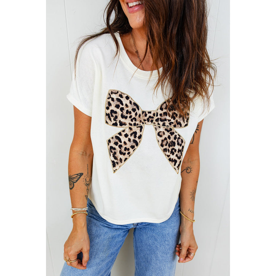 Leopard Bow Graphic Relaxed Fit T-Shirt Apparel and Accessories
