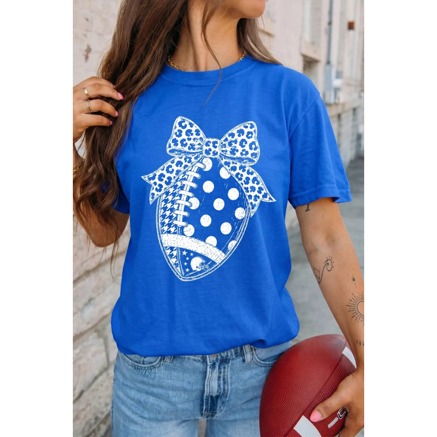 Leopard Bow Polka Dot Football Graphic Game Day T Shirt Apparel and Accessories