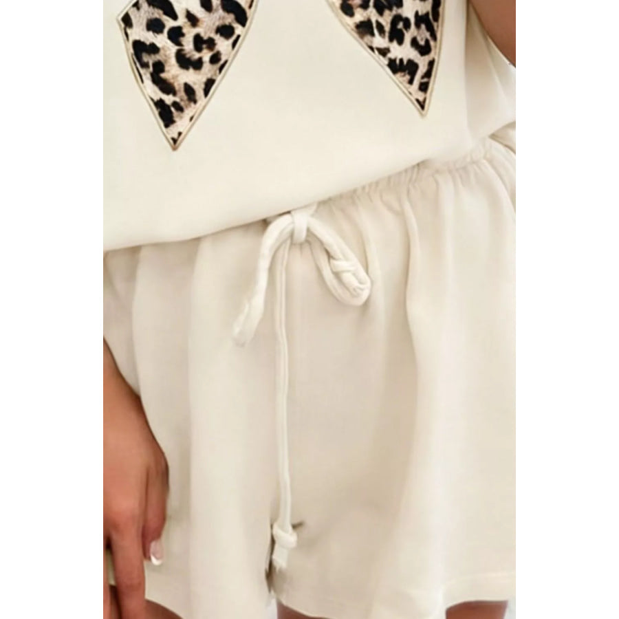 Leopard Bowknot Graphic Tee and Shorts Set Apparel and Accessories