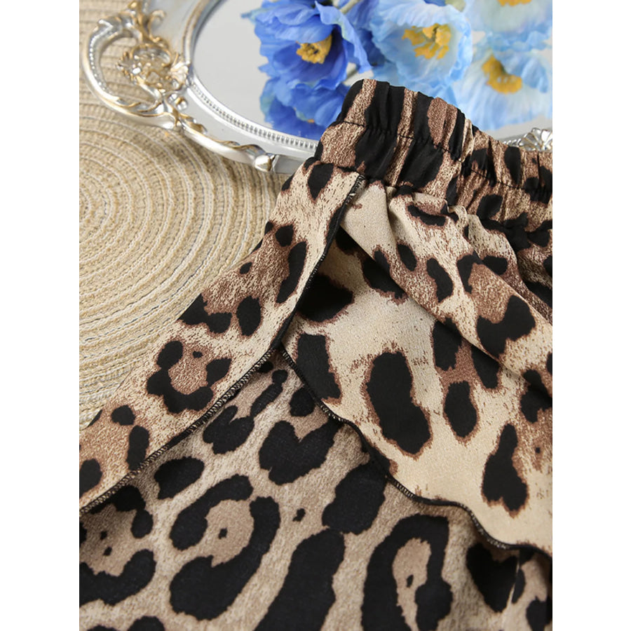 Leopard Bra & Cardigan and Shorts Set Apparel and Accessories