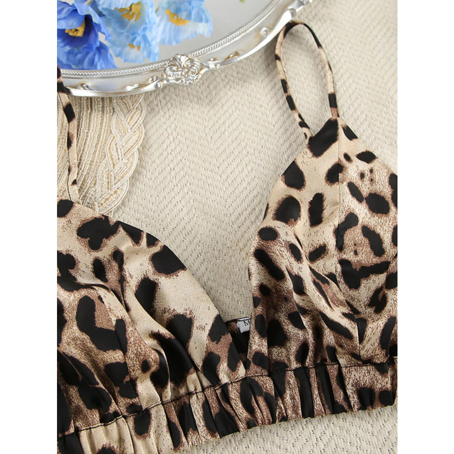 Leopard Bra & Cardigan and Shorts Set Apparel and Accessories