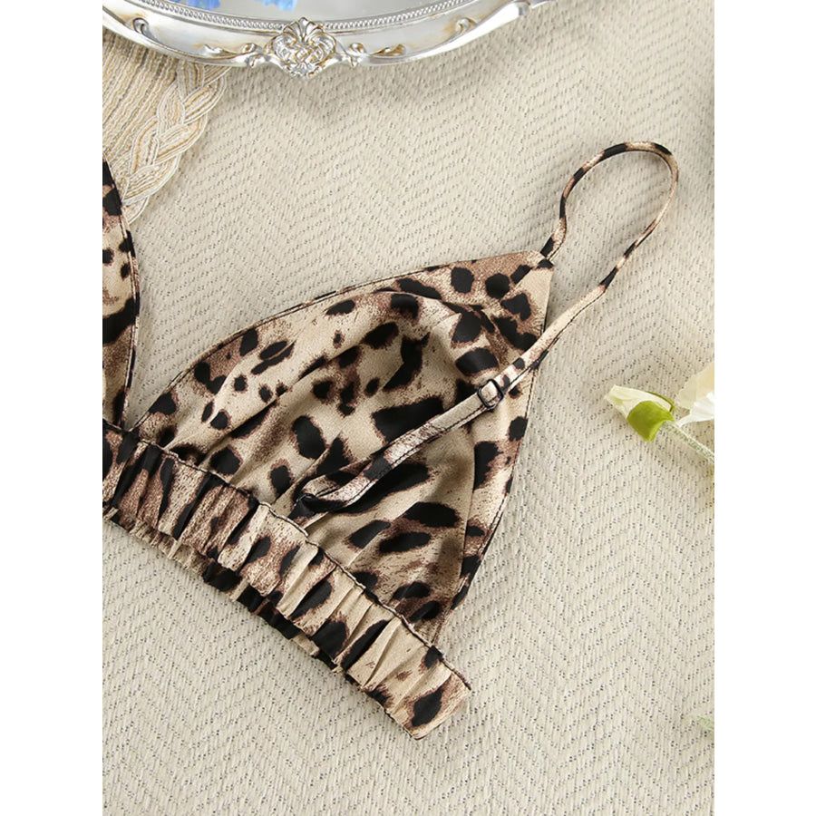 Leopard Bra & Cardigan and Shorts Set Apparel and Accessories