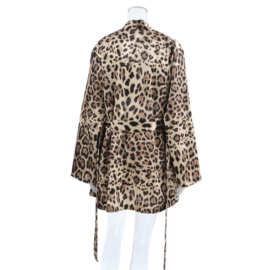 Leopard Bra & Cardigan and Shorts Set Apparel and Accessories