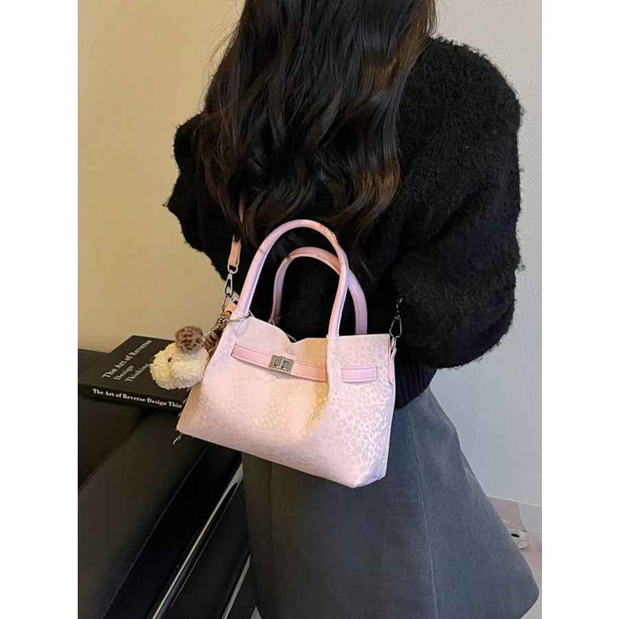 Leopard Buckle Detail Crossbody Bag Pink / One Size Apparel and Accessories