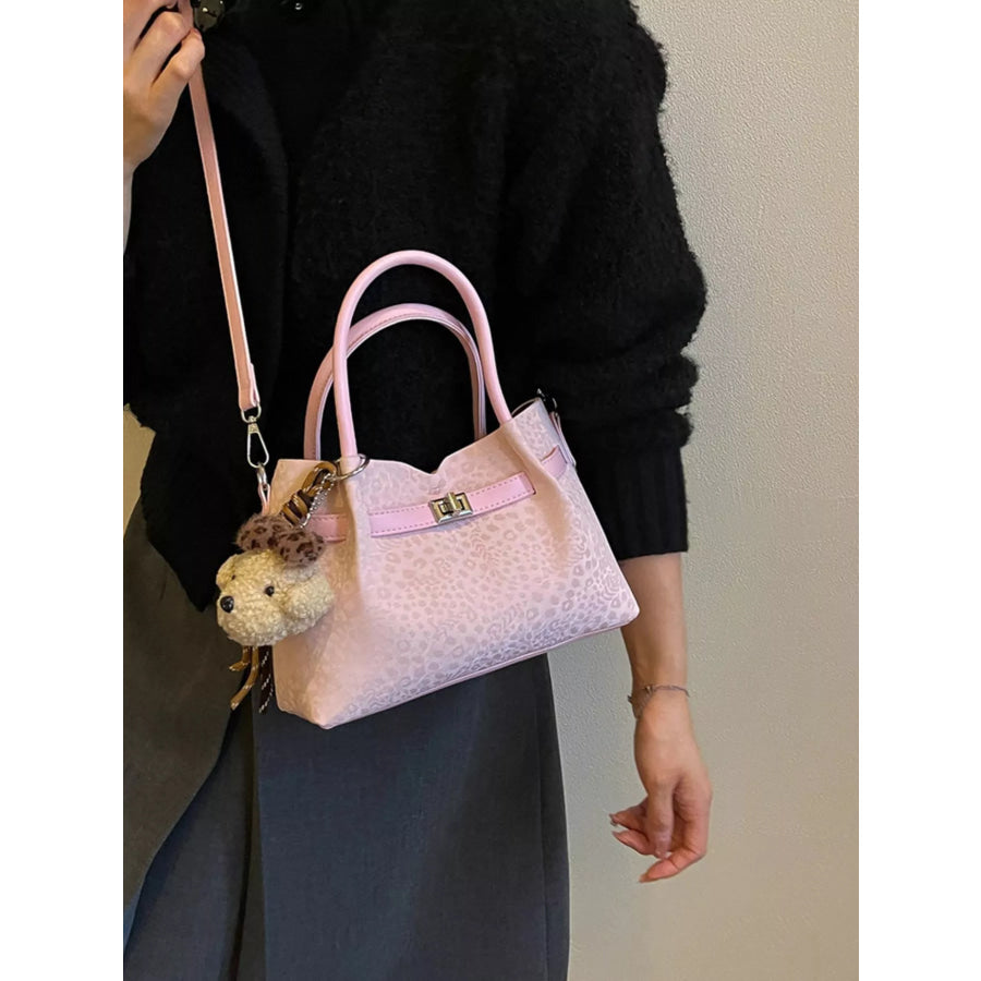 Leopard Buckle Detail Crossbody Bag Pink / One Size Apparel and Accessories