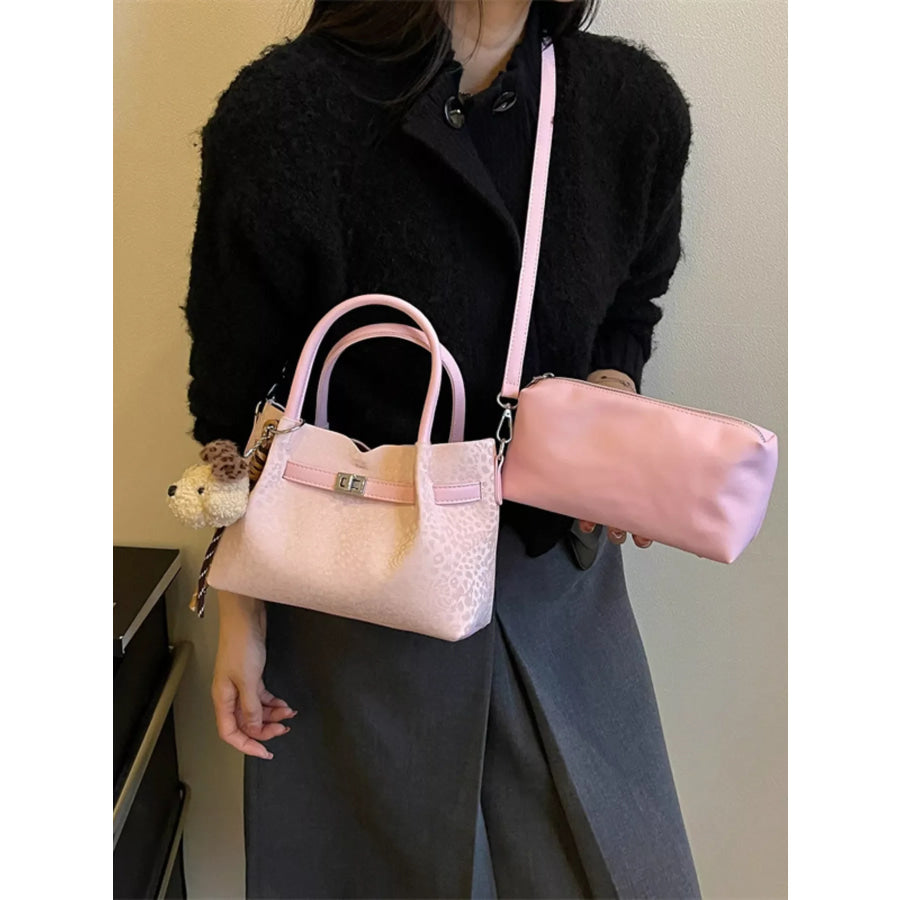 Leopard Buckle Detail Crossbody Bag Pink / One Size Apparel and Accessories