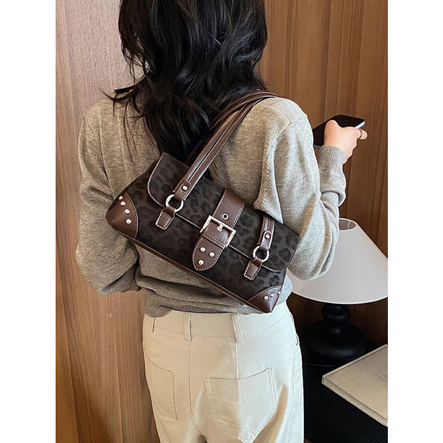 Leopard Buckle Detail Shoulder Bag Apparel and Accessories