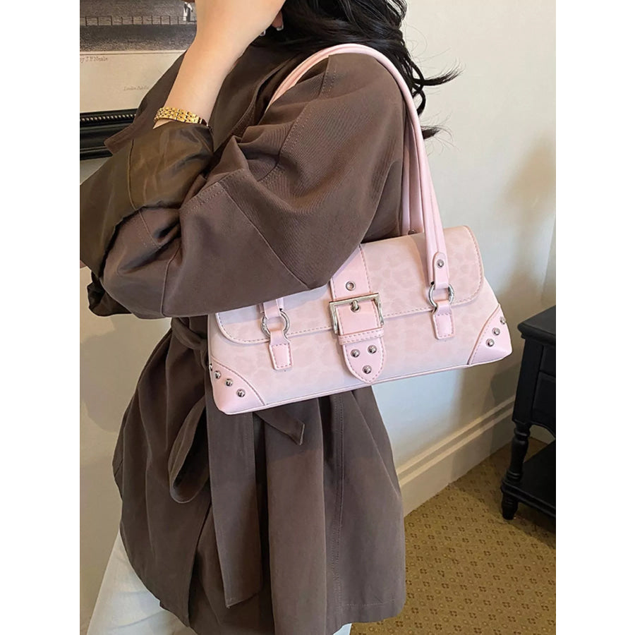 Leopard Buckle Detail Shoulder Bag Apparel and Accessories