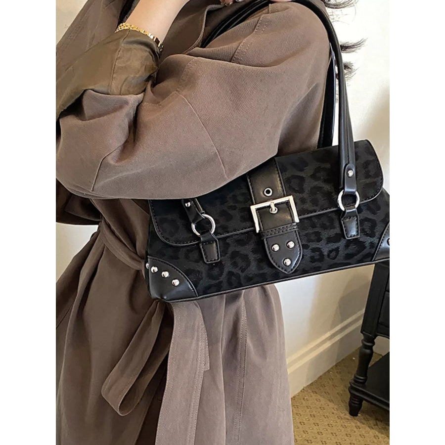 Leopard Buckle Detail Shoulder Bag Apparel and Accessories