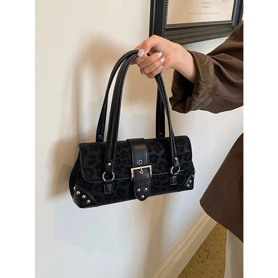 Leopard Buckle Detail Shoulder Bag Apparel and Accessories