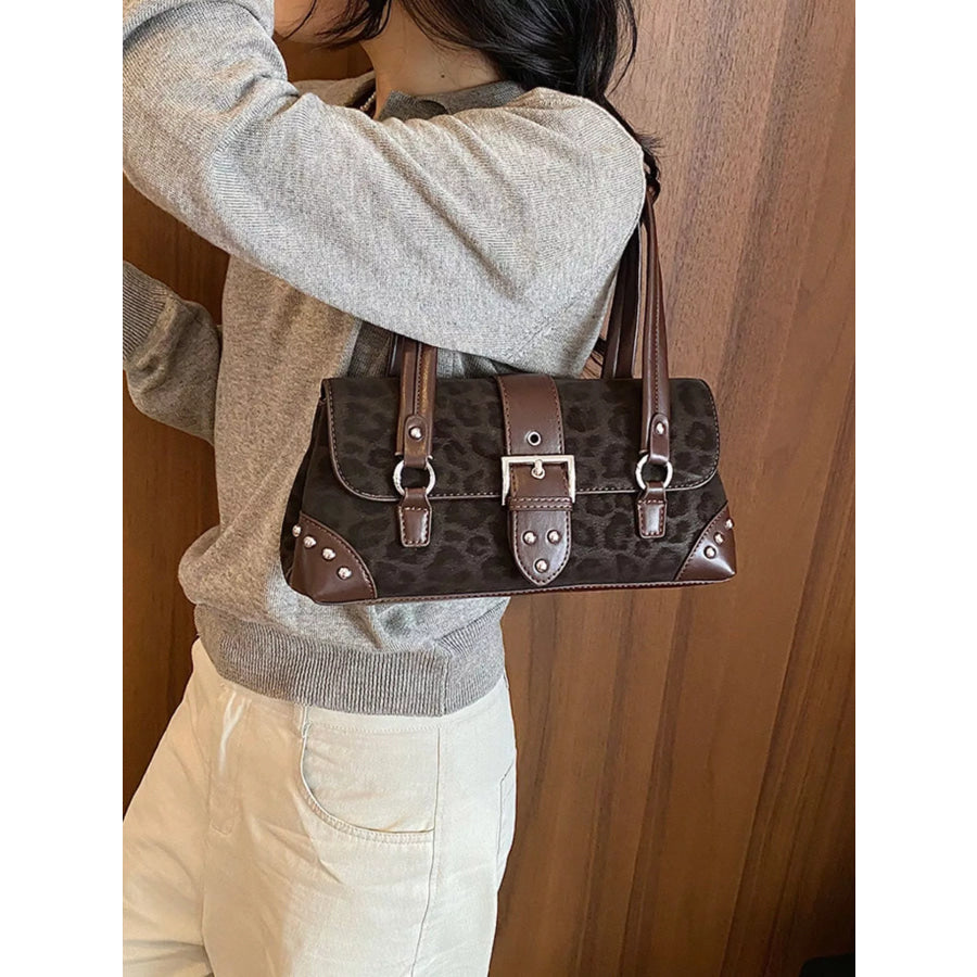 Leopard Buckle Detail Shoulder Bag Apparel and Accessories