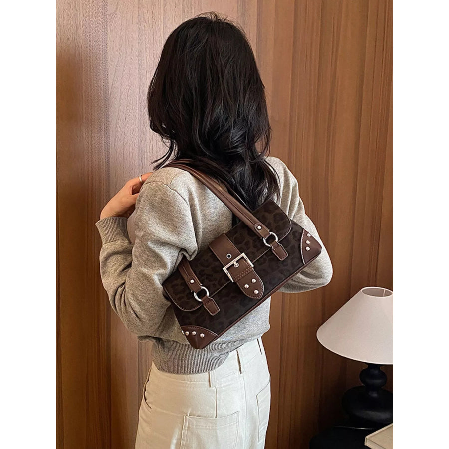 Leopard Buckle Detail Shoulder Bag Apparel and Accessories