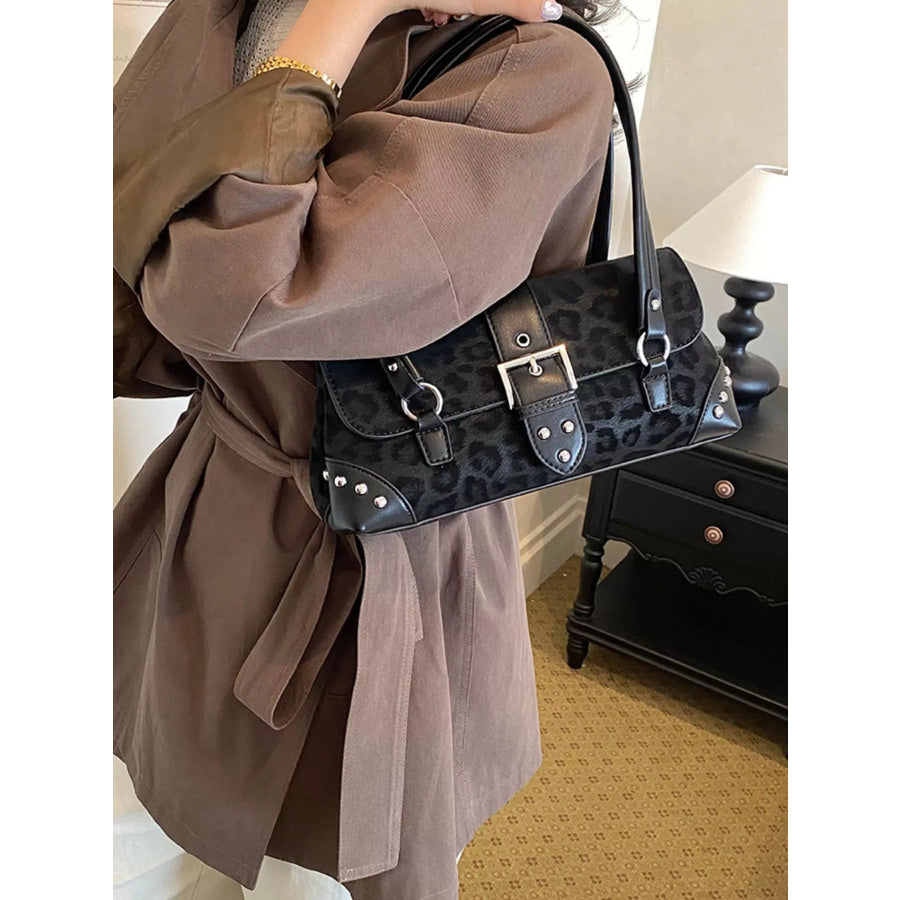 Leopard Buckle Detail Shoulder Bag Apparel and Accessories