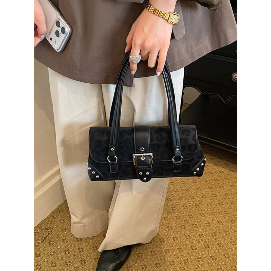 Leopard Buckle Detail Shoulder Bag Apparel and Accessories
