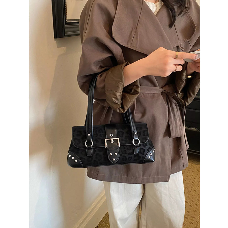 Leopard Buckle Detail Shoulder Bag Black / onesize Apparel and Accessories