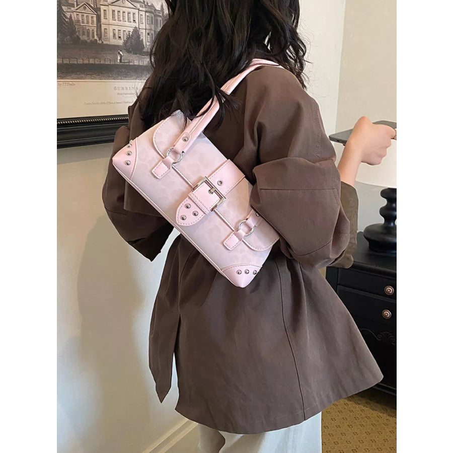 Leopard Buckle Detail Shoulder Bag Pink / onesize Apparel and Accessories